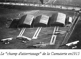 Vue aérienne du champ d'atterrissage de la Camuterie à Sainte-Ménehould en 1915